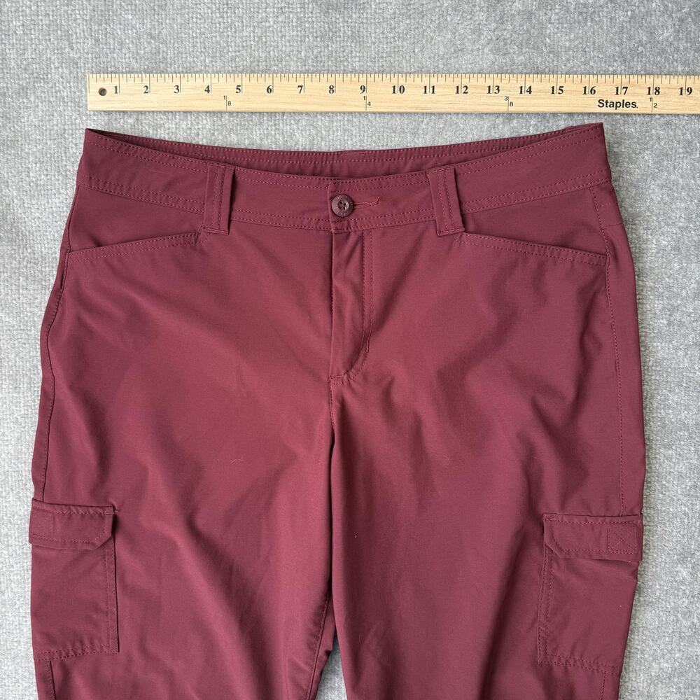Eddie Bauer Pants Womens 10 Burgundy Stretch Cargo Capri Hiking Outdoor Ruched - Picture 7 of 12